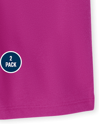 Paquete de 2 pantalones cortos activos de rizo francés de uniforme para niñas