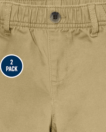 Paquete de 2 pantalones chinos elásticos de uniforme para niños