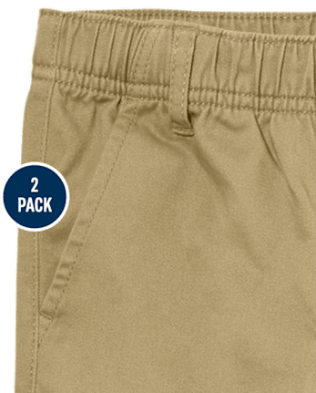 Paquete de 2 pantalones chinos elásticos de uniforme para niños