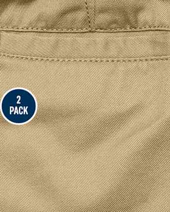 Paquete de 2 pantalones chinos ajustados elásticos de uniforme para bebés y niños pequeños