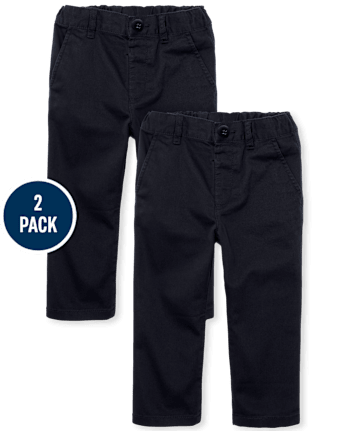 Baby And Toddler Boys Uniform Stretch Relaxed Straight Chino Pants 2-Pack