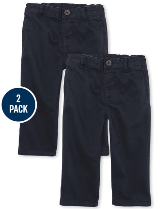 Paquete de 2 pantalones chinos elásticos de uniforme para niños pequeños