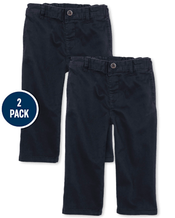 Baby And Toddler Boys Uniform Stretch Relaxed Straight Chino Pants 2-Pack