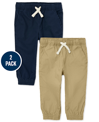 Lot de 2 pantalons de jogging extensibles à enfiler pour bébés et tout-petits garçons