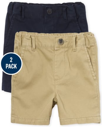Baby And Toddler Boys Uniform Stretch Chino Shorts 2-Pack