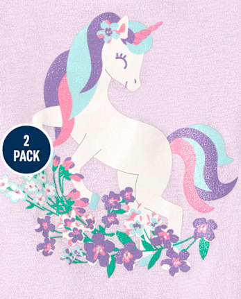 Paquete de 2 camisetas sin mangas de unicornio para niñas pequeñas