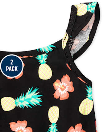 Toddler Girls Print Flutter Romper 2-Pack