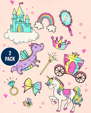Baby And Toddler Girls Princess Graphic Tee 2-Pack