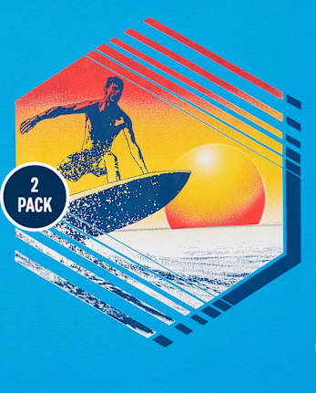 Pack de 2 camisetas con gráfico de surf para niños