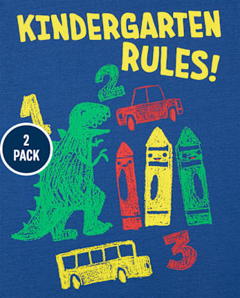 Paquete de 2 camisetas con estampado de Dino para niños de jardín de infantes