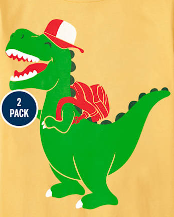 Paquete de 2 camisetas con estampado de Dino para niños de jardín de infantes