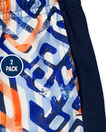 Pack de 2 pantalones cortos de baloncesto deportivos con estampado para niño