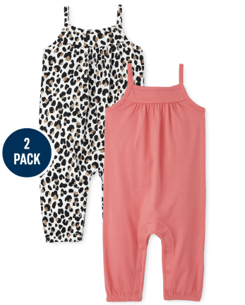 Baby Girls Leopard Jumpsuit 2-Pack