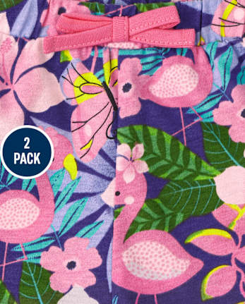 Baby Girls Flamingo Ruffle Shorts 2-Pack