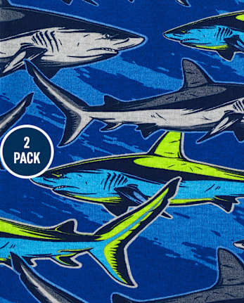 Boys Glow Shark Gamer Snug Fit Cotton Pajamas 2-Pack