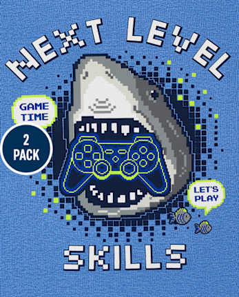 Boys Glow Shark Gamer Snug Fit Cotton Pajamas 2-Pack