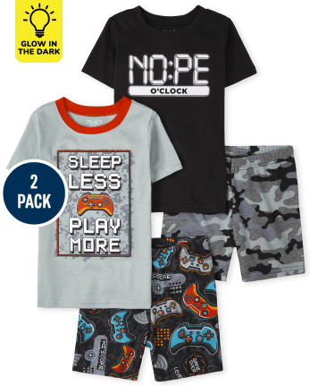 Boys Gamer Camo Glow Snug Fit Cotton Pajamas 2-Pack