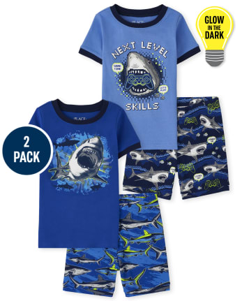 Lot de 2 pyjamas en coton ajustés Glow Shark Gamer pour garçon