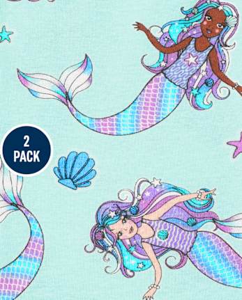 Girls Unicorn Mermaid Snug Fit Cotton Pajamas 2-Pack