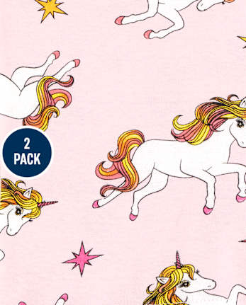 Girls Unicorn Mermaid Snug Fit Cotton Pajamas 2-Pack