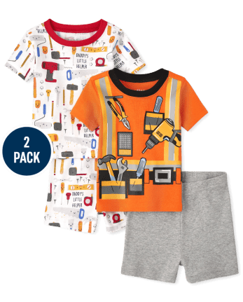 Paquete de 2 pijamas de algodón unisex para bebés y niños pequeños