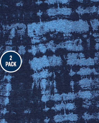 Paquete de 2 pijamas de algodón de ajuste ceñido con diseño de dinosaurio resplandeciente para bebés y niños pequeños - THUNDER BLUE