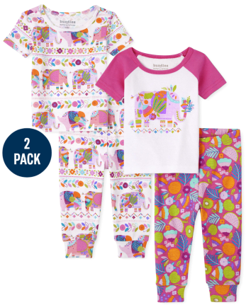 Baby And Toddler Girls Short Sleeve 'This Llama Loves Her Mama' Llama Print  Snug Fit Cotton Pajamas