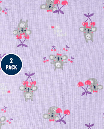 Pijama de una pieza de algodón con diseño de fresa y Koala para bebés y niñas pequeñas, paquete de 2