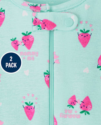 Pijama de una pieza de algodón con diseño de fresa y Koala para bebés y niñas pequeñas, paquete de 2