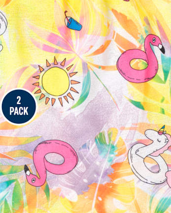 Girls Pool Floatie Tie Dye Pajamas 2-Pack