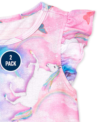 Girls Mermaid Unicorn Pajamas 2-Pack