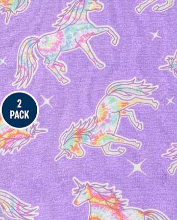 Lot de 2 pyjamas en coton ajustés avec motif licorne scintillante pour bébés et petites filles