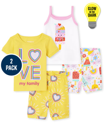 Lot de 2 pyjamas en coton ajustés Glow Love Popsicle pour bébés et petites filles