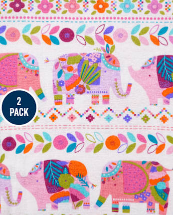 Baby And Toddler Girls Elephant Snug Fit Cotton Pajamas 2-Pack
