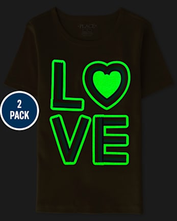 Pijama de algodón de ajuste ceñido a rayas Glow Love para niñas, paquete de 2 - DERBY GOLD