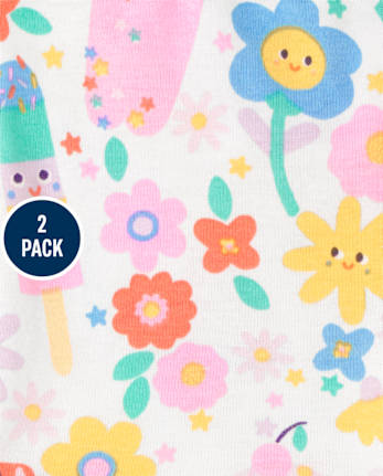 Pijamas de algodón ajustados con paleta Glow Love para bebés y niñas pequeñas, paquete de 2