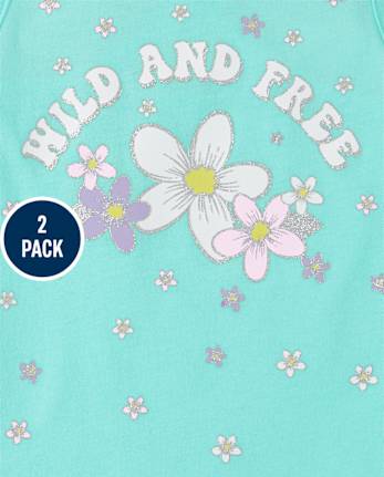 Girls Graphic Cut Out Top 2-Pack