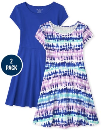 Girls Print Everyday Dress 2-Pack