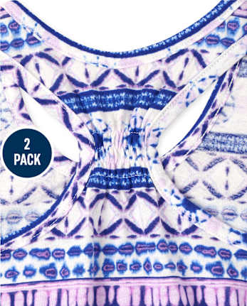 Lot de 2 débardeurs imprimés à dos smocké pour fille