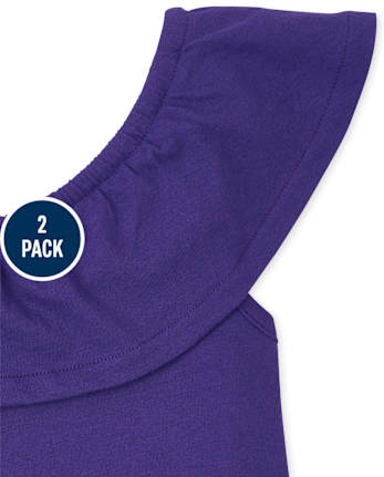 Camiseta sin mangas con volantes y estampado para niñas, paquete de 2