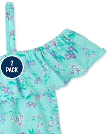 Lot de 2 hauts imprimés à épaules dénudées pour fille