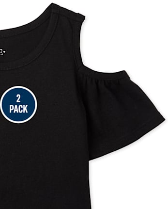 Girls Floral Cold Shoulder Top 2-Pack