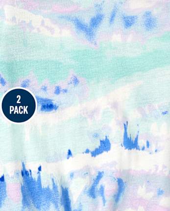 Paquete de 2 camisetas sin mangas con estampado y lazo en la parte delantera para niñas