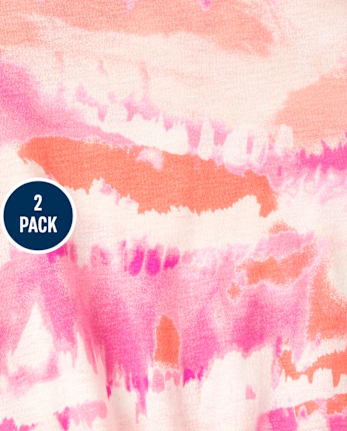 Paquete de 2 camisetas sin mangas con estampado y lazo en la parte delantera para niñas