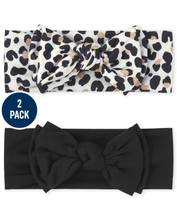Baby Girls Leopard Bow Headwrap 2-Pack