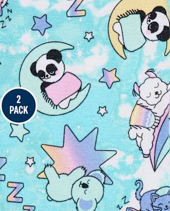 Girls Sheep Llama Snug Fit Cotton Pajamas 2-Pack