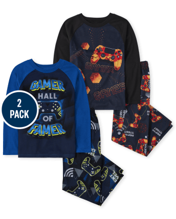 Paquete de 2 pijamas de manga raglán larga para niños 'Gamer Hall Of Famer' y controlador de videojuegos | The Children's Place TIDAL