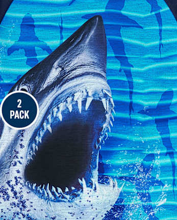 Boys Dino Shark Pajamas 2-Pack