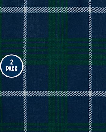 Boys Striped Henley Snug Fit Cotton Pajamas 2-Pack