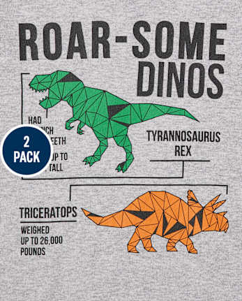 Paquete de 2 pijamas de algodón de ajuste ceñido Dino para bebés y niños pequeños